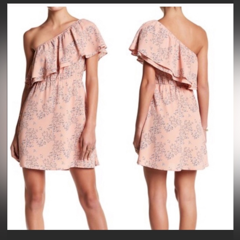 Lush Nordstrom One Shoulder Asymmetrical Pink Blue Floral Dress